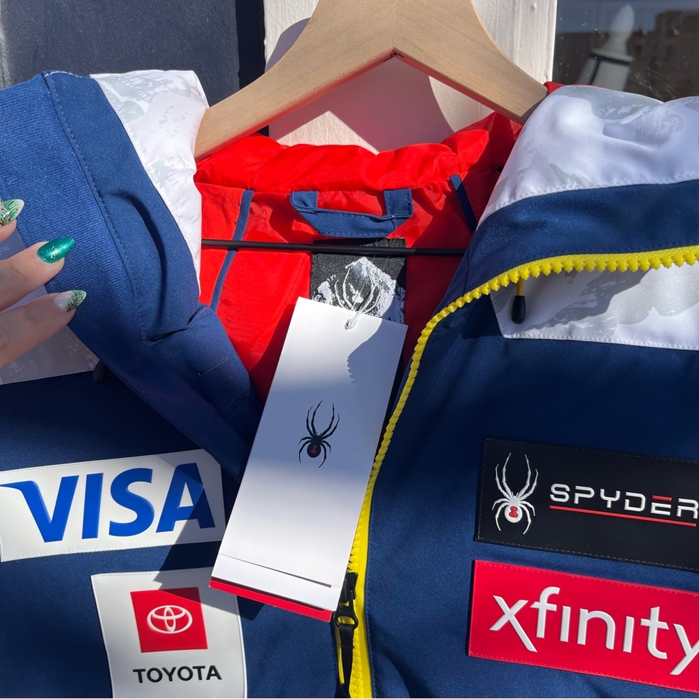 US Ski Team Spyder Rocket GoreTex Infinium Down Jacket Snow Camo Medical Rare  L - Picture 2 of 15